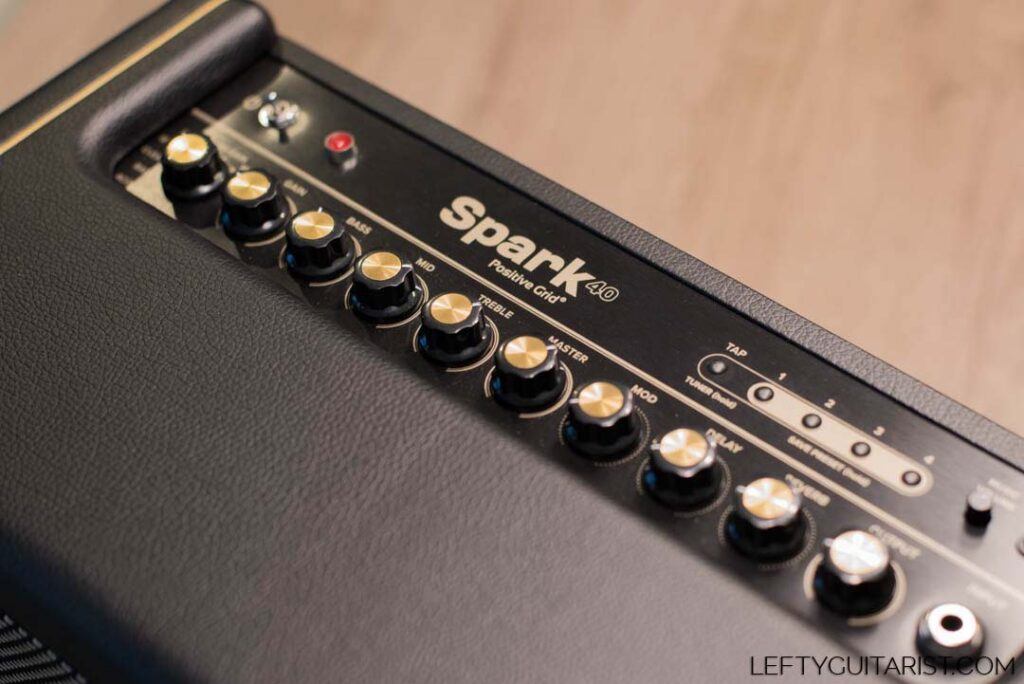 View of Positive Grid Spark 40 Amplifier Knobs