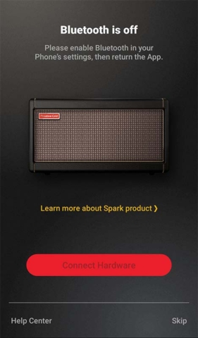 Positive Grid Spark App Bluetooth Off
