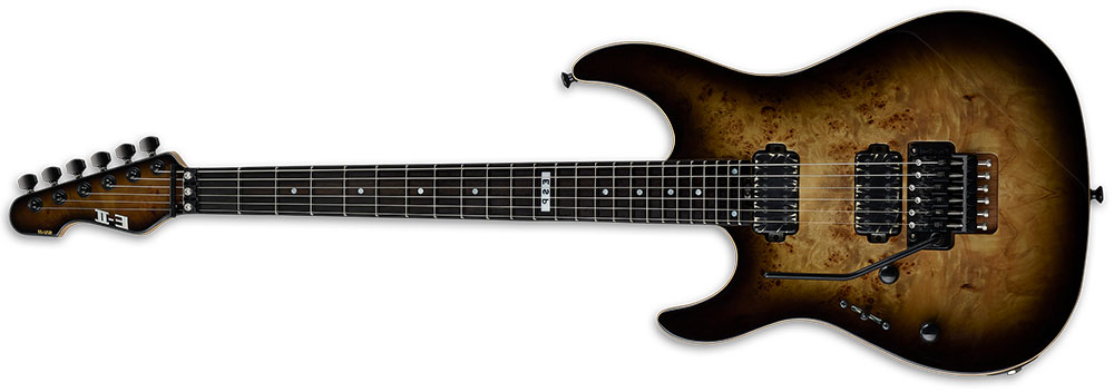 Left Handed ESP Guitars - Nebula Black Burst ESP E-II SN-2 LH