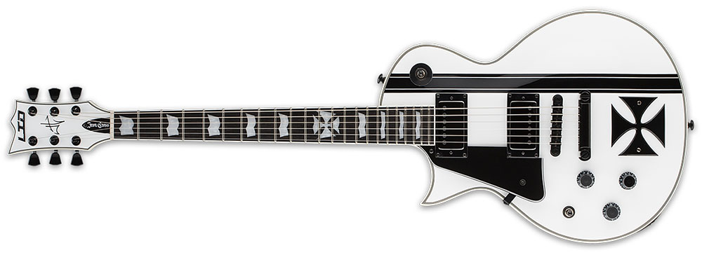Left Handed ESP Guitars - Snow White with Black Stripes LTD Iron Cross LH