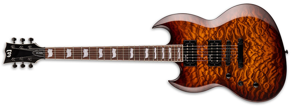 Left Handed ESP Guitars - Dark Brown Sunburst Satin LTD Viper-256 LH