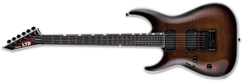 Left Handed ESP Guitars - Dark Brown Sunburst LTD MH-1000 Evertune LH