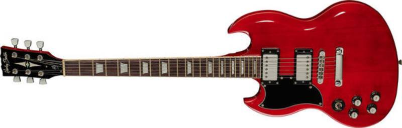 Left handed Harley Benton Guitars - A Cherry colored DC-580LH