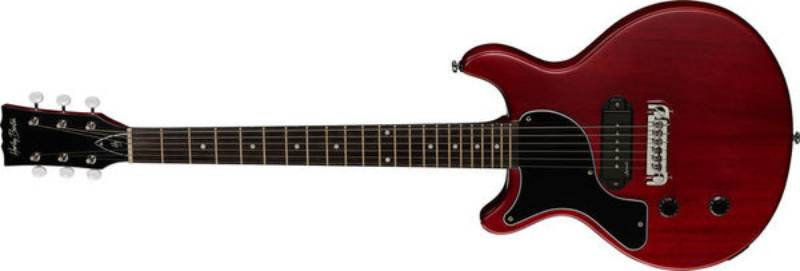 Left handed Harley Benton Guitars - A DC-Junior FAT LH with a Faded Cherry Satin finish