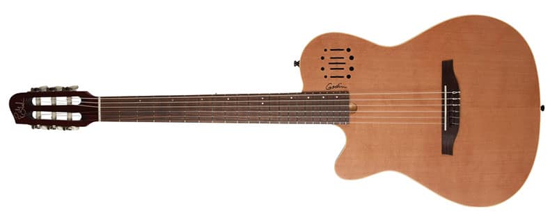 Left Handed Godin Guitars - A left-handed Multiac Nylon Encore with a natural semi-gloss finish