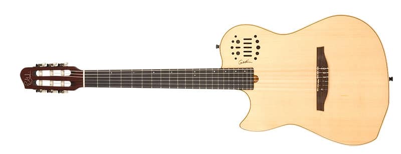 Left Handed Godin Guitars - A left-handed Multiac Nylon String with a natural high gloss finish