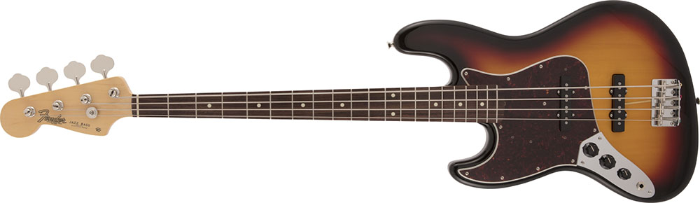 Left Handed Fender Guitars - PlMade in Japan Traditional 60s Jazz Bass (3-Color Sunburst)
