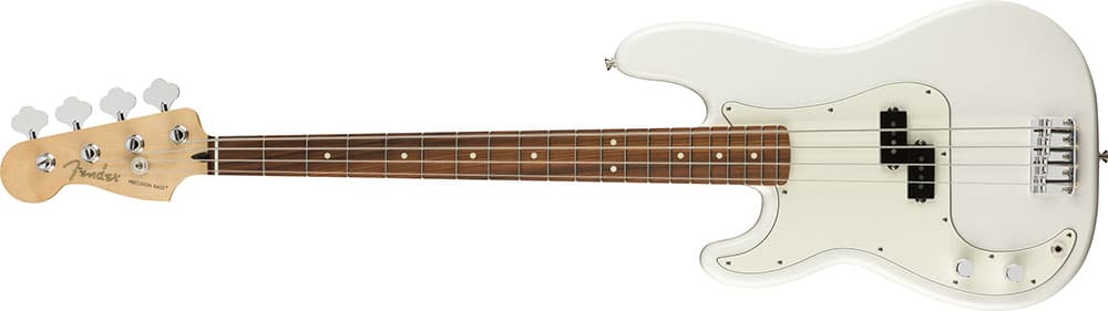 Left Handed Fender Guitars - Player Precision Bass (Polar White)