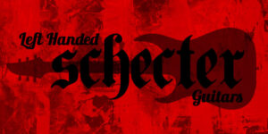 Left Handed Schecter Guitars - with silhouette of a Keith Merrow KM-6 MK-III Artist Left-Handed Electric Guitar