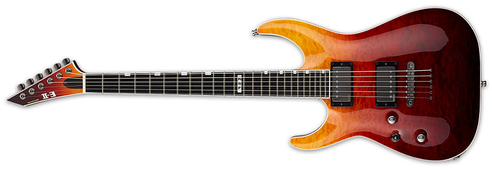 Left Handed ESP Guitars - Tiger Eye Amber Fade ESP E-II Horizon NT-II LH