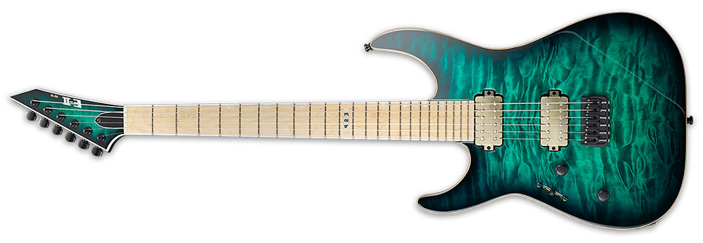 Left Handed ESP Guitars - Black Turquoise Burst ESP E-II M-II NT LH