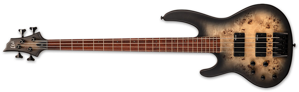 Left Handed ESP Bass Guitars - Black Natural Burst Satin LTD D-4 LH