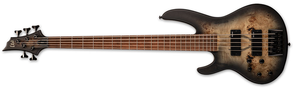 Left Handed ESP Bass Guitars - Black Natural Burst Satin LTD D-5 LH