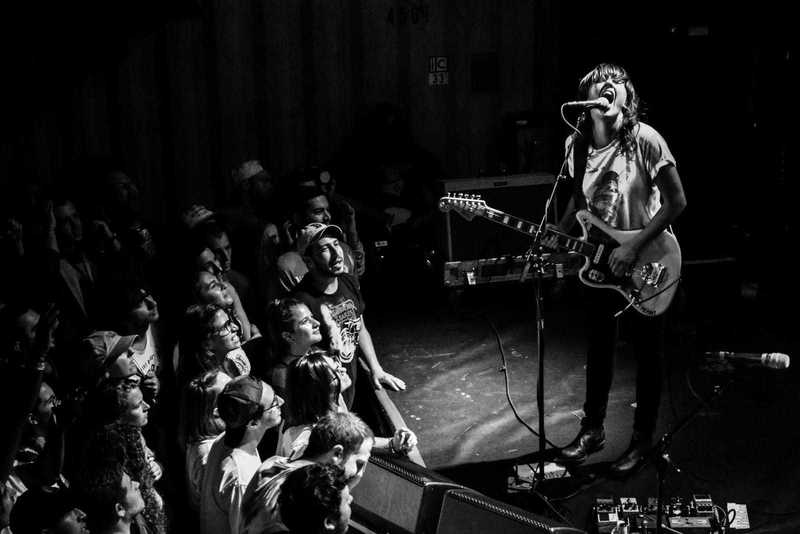 Courtney Barnett playing a left handed Fender Jaguar, live at Rough Trade NYC, NY