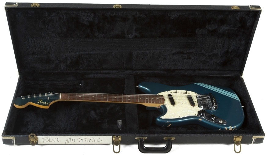Most Expensive Left Handed Guitars Ever - Kurt Cobain's 1969 Fender Mustang in its case