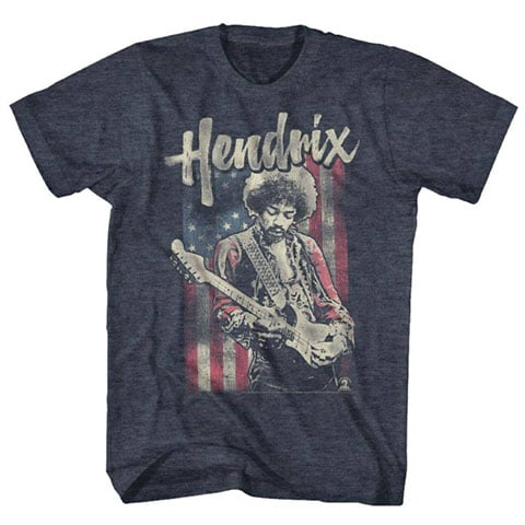 Left handed guitar shirts - Jimi Hendrix - Flag