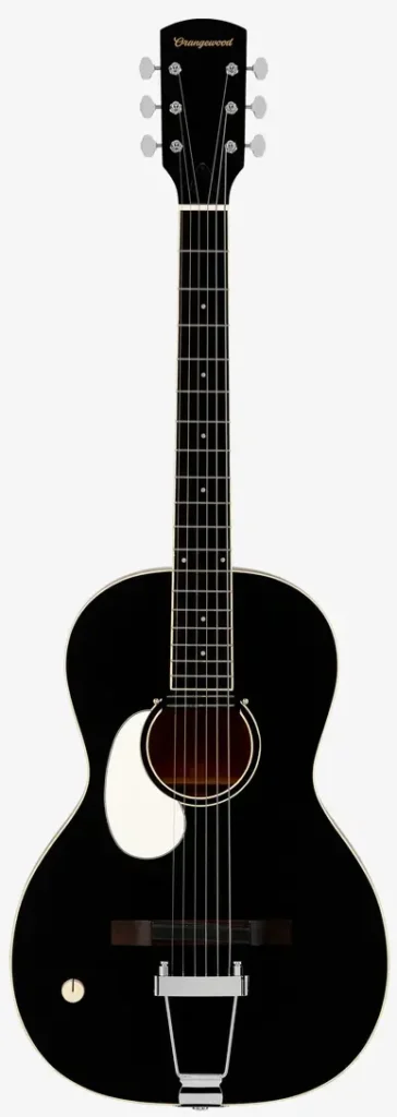 Left handed Orangewood guitars - A Juniper Live Rubber Bridge acoustic guitar with black satin finish