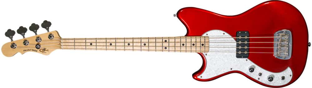 Left Handed G&L Bass Guitars - Fallout Shortscale Bass Lefty with Candy Apple Red Finish