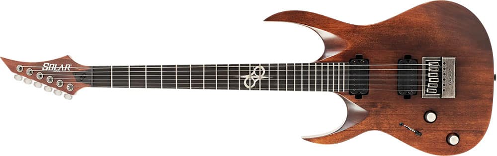 Left Handed Solar Guitars - A1.6D LH with a Distressed Aged Natural Matte finish