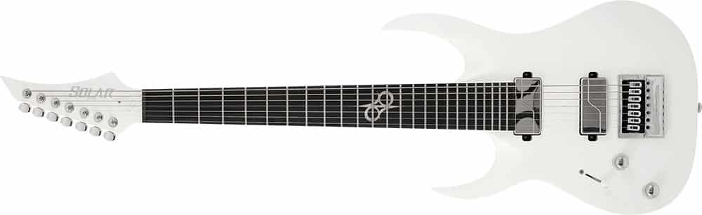 Left Handed Solar Guitars - A2.7Vinter LH with a Pearl White Matte finish