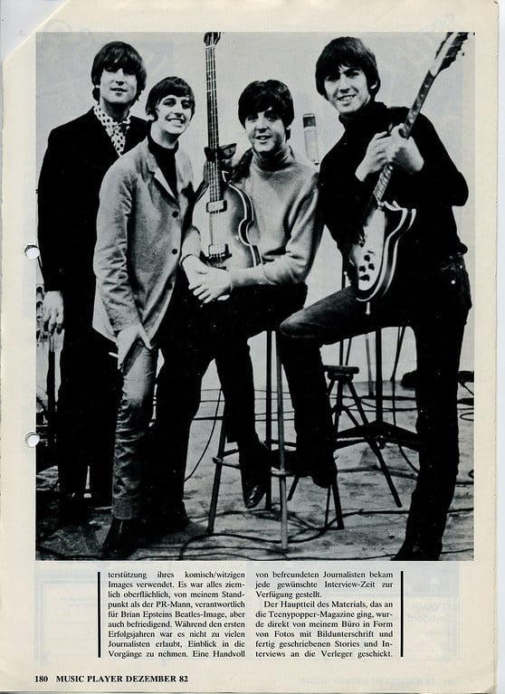 A page from Music Player Magazine (December 1982) featuring an article on The Beatles.