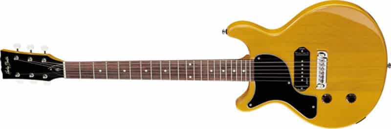 Left handed Harley Benton Guitars - A TV Yellow DC-Junior FAT LH