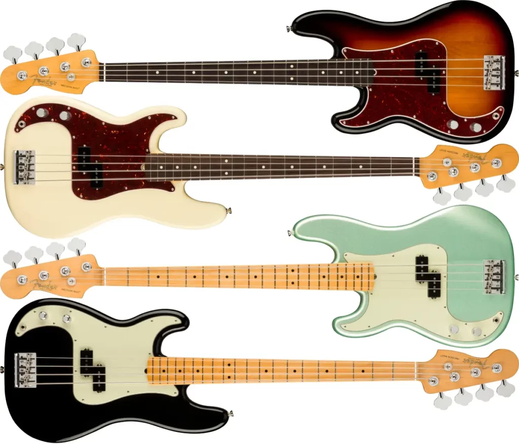 Left Handed Fender Guitars - American Professional II Precision Bass (3-Color Sunburst, Olympic White, Mystic Surf Green, Black)