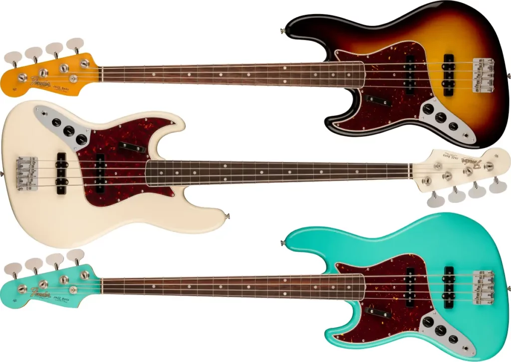 Left Handed Fender Guitars - American Vintage II 1966 Jazz Bass (3-Color Sunburst, Olympic White, Sea Foam Green)