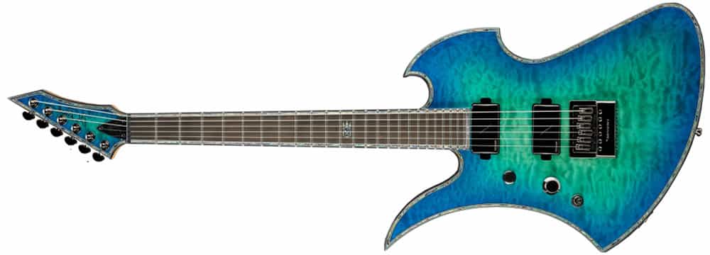 Left Handed B.C. Rich Guitars - Mockingbird Extreme Exotic Evertune in Cyan Blue finish