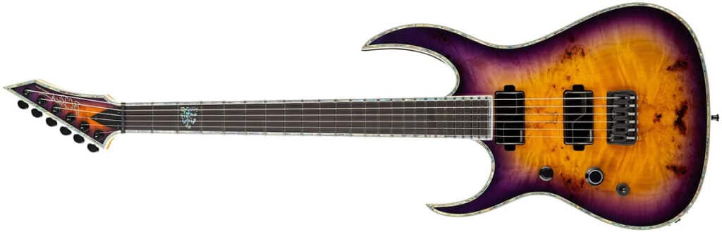 Left Handed B.C. Rich Guitars - Shredzilla Extreme Exotic (Burl Top with Purple Haze finish)