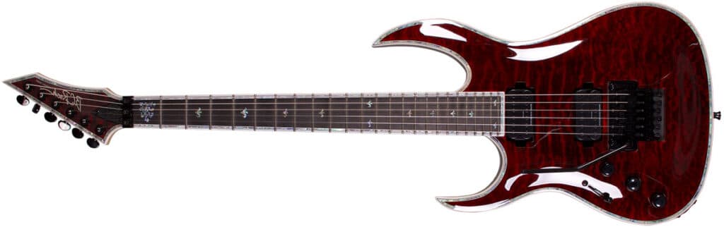 Left Handed B.C. Rich Guitars - Shredzilla Prophecy Exotic Archtop with Floyd Rose (Quilted Maple Top with Black Cherry finish)