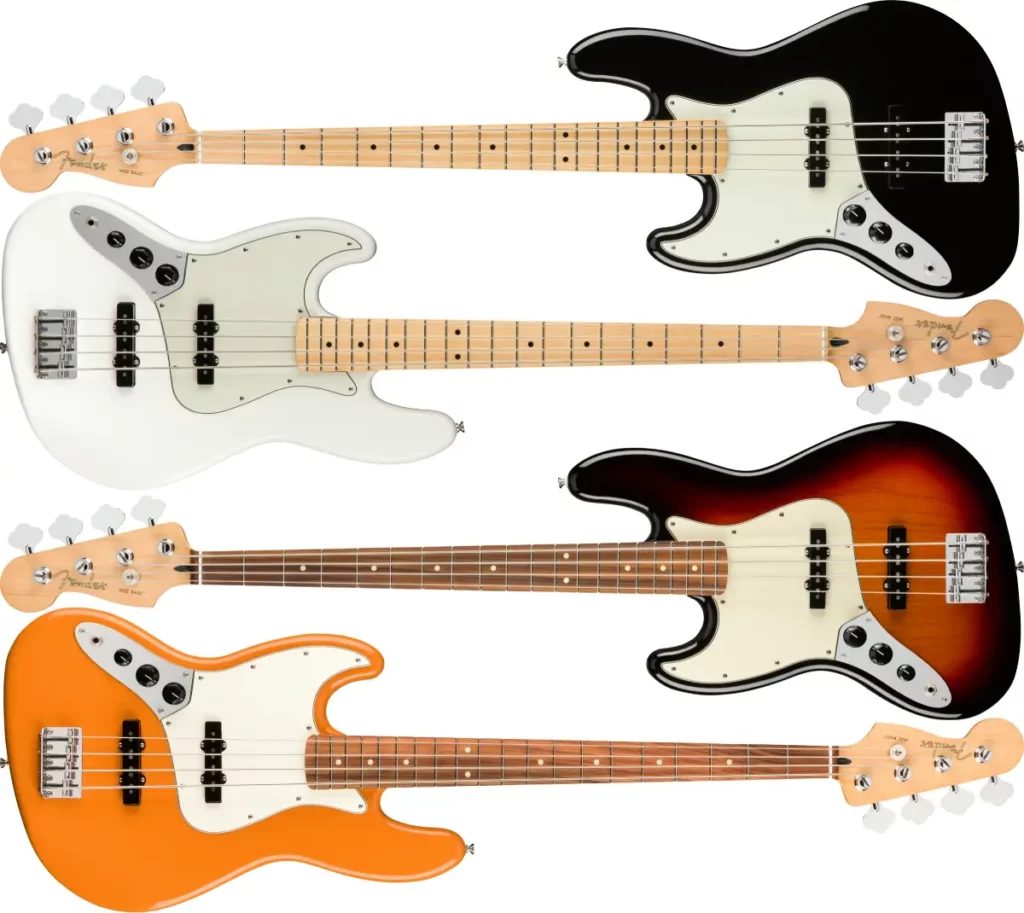 Left Handed Fender Guitars - Player Jazz Bass (Black, Polar White, 3-Color Sunburst, Capri Orange)