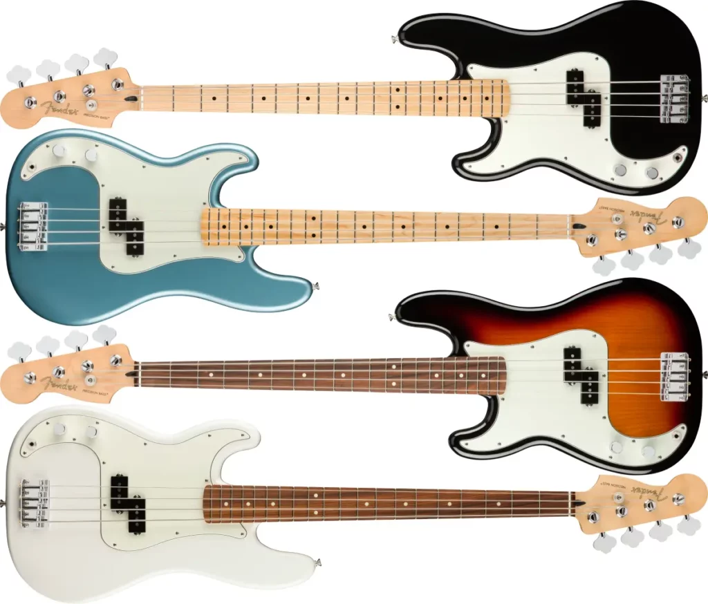 Left Handed Fender Guitars - Player Precision Bass (Black, Tidepool, 3-Color Sunburst, Polar White)