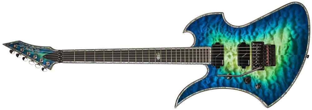 Left Handed B.C. Rich Guitars - Mockingbird Extreme Exotic Floyd Rose in Cyan Blue finish