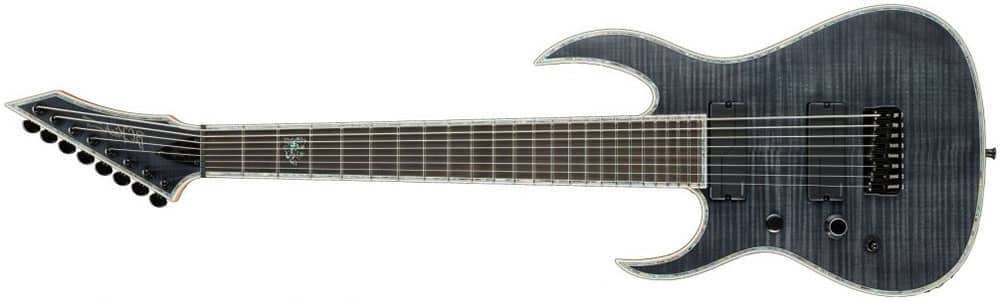 Left Handed B.C. Rich Guitars - Shredzilla Extreme 8 Exotic (Flame Maple Top with Trans Black Satin finish)