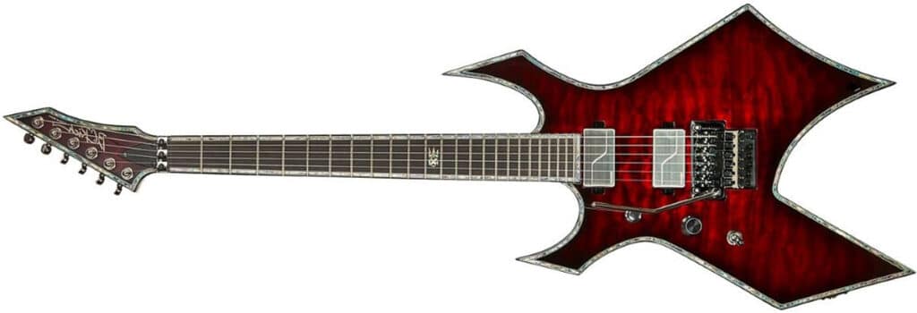 Left Handed B.C. Rich Guitars - Warlock Extreme Exotic with Floyd Rose (Quilted Maple Top with Black Cherry finish)