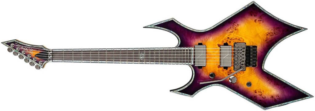 Left Handed B.C. Rich Guitars - Warlock Extreme Exotic with Floyd Rose (Burled Maple Top with Purple Haze finish)
