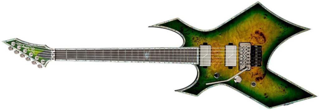 Left Handed B.C. Rich Guitars - Warlock Extreme Exotic with Floyd Rose (Burled Maple Top with Reptile Eye finish)