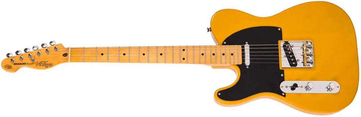 Left Handed Vintage Guitars - a Vintage V52 ReIssued Series guitar with Butterscotch finish
