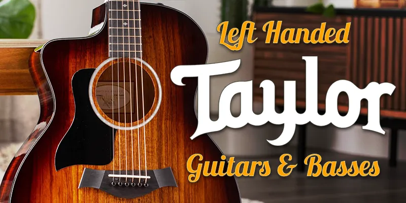 Left Handed Taylor Guitars & Basses - Body of a left handed Taylor 224ce-K DLX leaning against a table