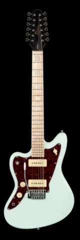 Left Handed Revelation Guitars - The front of a Revelation RJT-60/12 M with Sea Foam Green finish