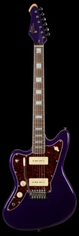 Left Handed Revelation Guitars - The front of a Revelation RVJT with Metallic Purple finish
