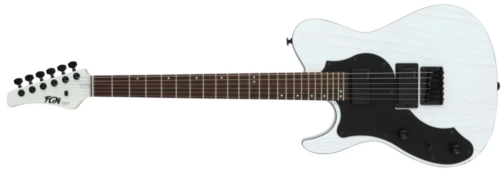 Left Handed FGN Guitars - A left handed FGN JIL2ASHDE664RL with an open pore white finish