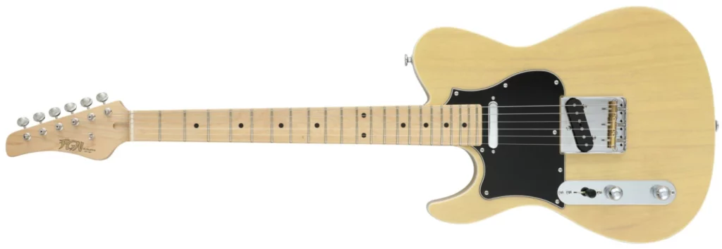 Left Handed FGN Guitars - A left handed FGN JIL2ASHML with an off white blonde finish