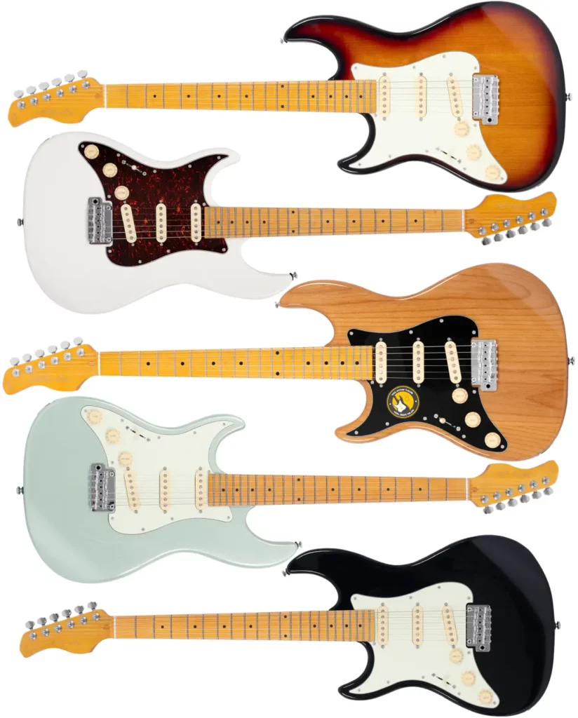 Left Handed Sire Guitars - Larry Carlton S5 LH - Available in 5 finishes; 3 Tone Sunburst, Olympic White, Natural, Sherwood Green Metallic, or Black
