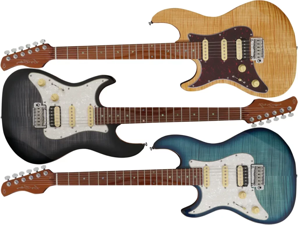 Left Handed Sire Guitars - Sire Larry Carlton S7 FM LH - Available in 3 finishes; Transparent Black, Natural, or Transparent Blue