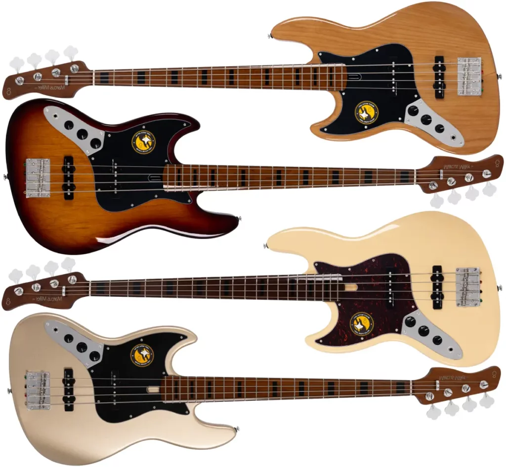 Left Handed Sire Bass Guitars - Marcus Miller V5 LH Fretted or Fretless 4-String - Available in 4 finishes; Natural, Tobacco Sunburst, Vintage White, or Champagne Gold Metallic