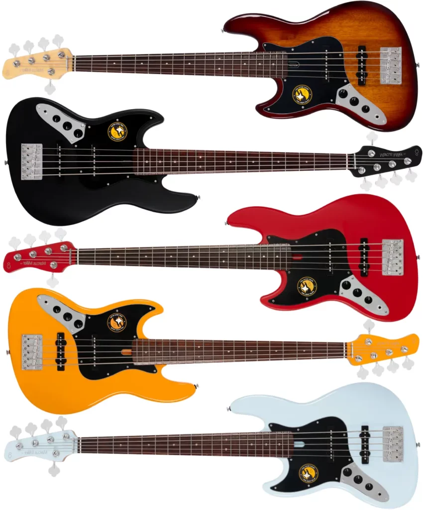 Left Handed Sire Bass Guitars - Marcus Miller V3P LH 5-String - Available in 5 finishes; Tobacco Sunburst, Black Satin, Red Satin, Orange, or Sonic Blue