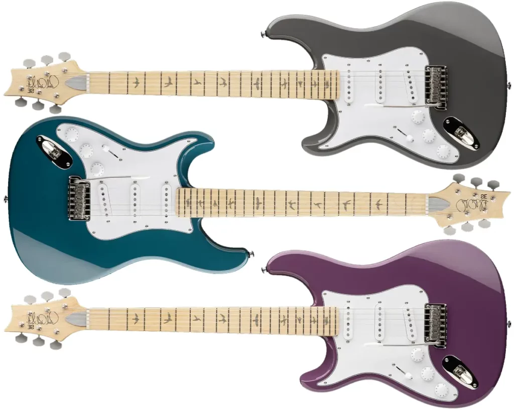 Left Handed PRS Guitars - PRS SE John Mayer Silver Sky Maple "Lefty" (Overland Gray, Nylon Blue, and Summit Purple finishes)