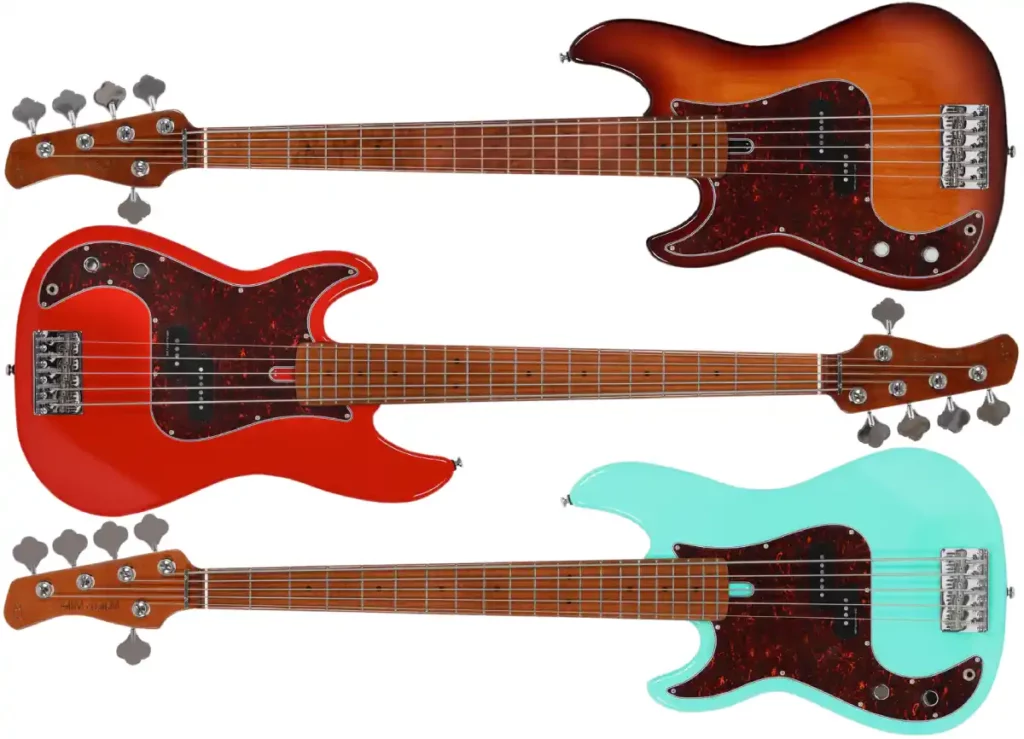 Left Handed Sire Bass Guitars - Marcus Miller P5 LH Fretted or Fretless 5-String - Available in 3 finishes; Tobacco Sunburst, Dakota Red, or Mild Green